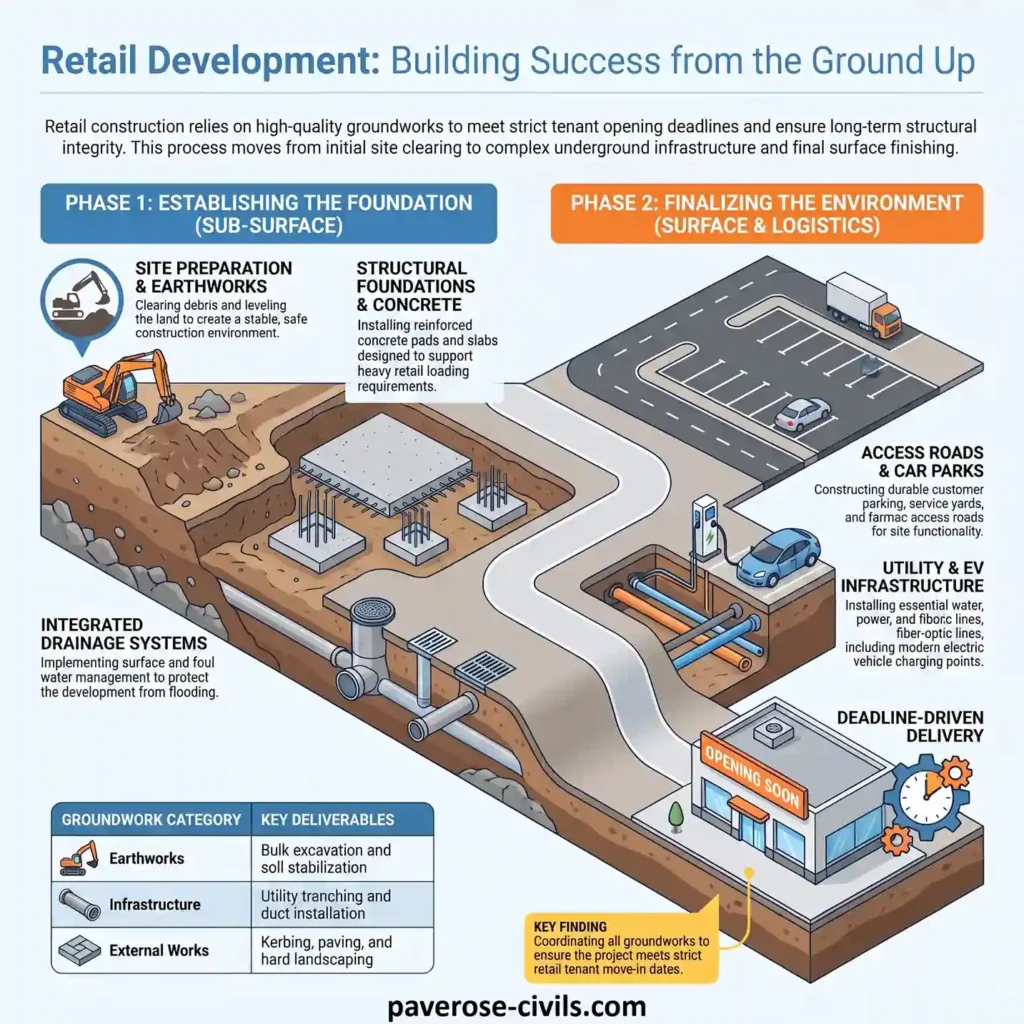 commercial groundworks for retail developments